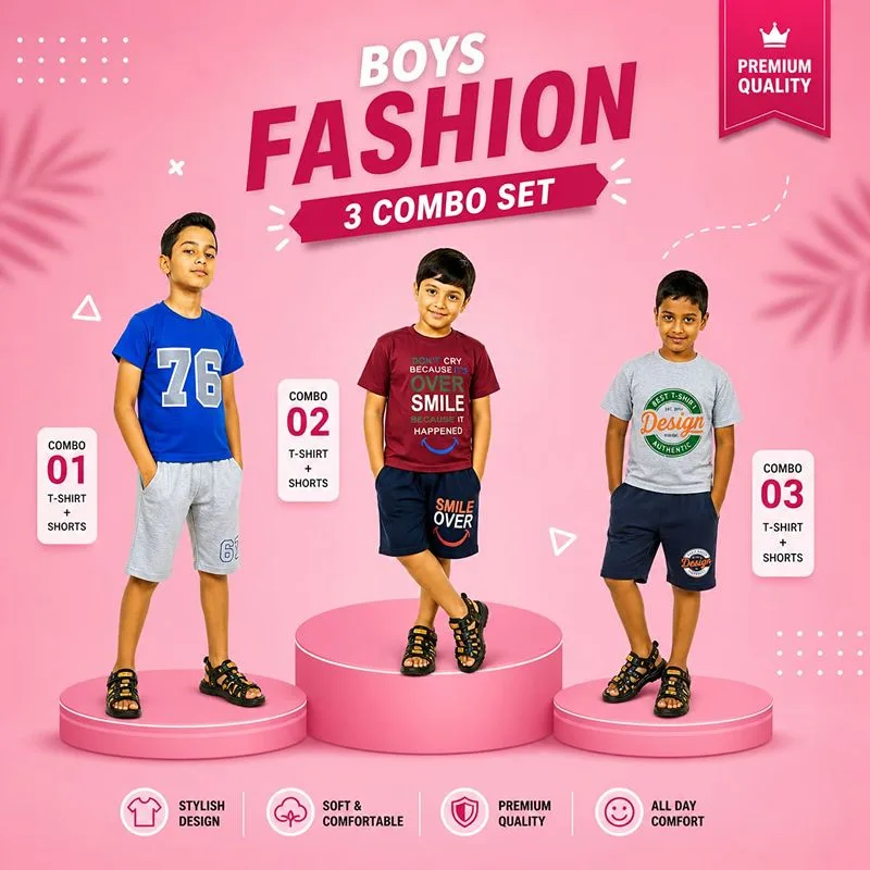 Kids Fashion 3 Pcs Printed Combo Set for Boys — Image 1